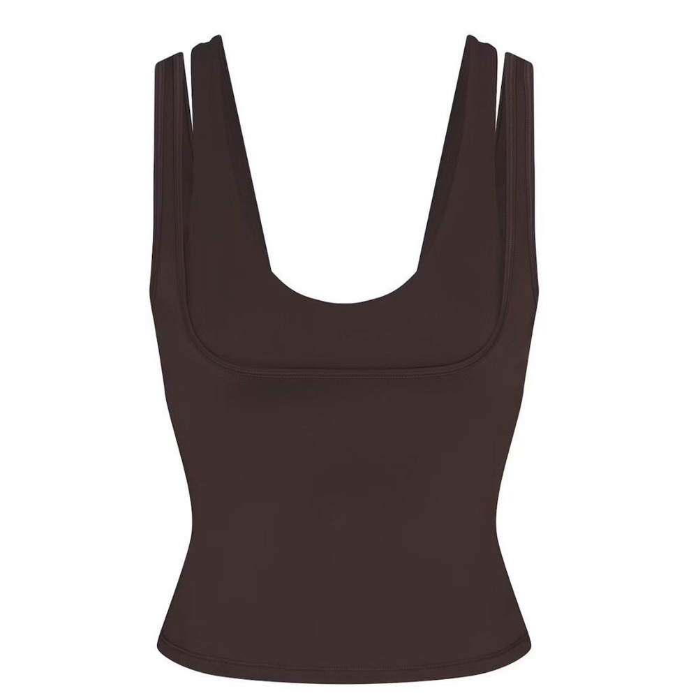 Skims Matte Double Strap Scoop Tank TP-TNK-10540W Dark Sepia Small